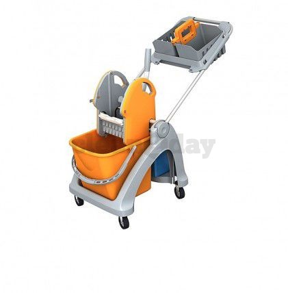 Mopwagen 25 ltr. Oranje met opbergvakken
