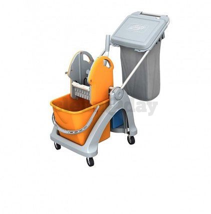 Mopwagen 25 ltr. met afvalzakh. en klep