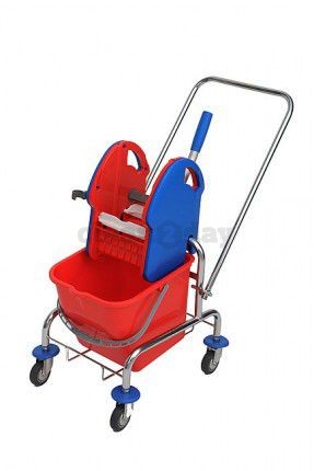 Mopwagen chrome 20 ltr. incl. duwbeugel