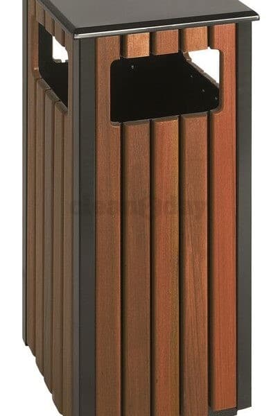 Buitenafvalbak 36 liter, zwart, houtlook